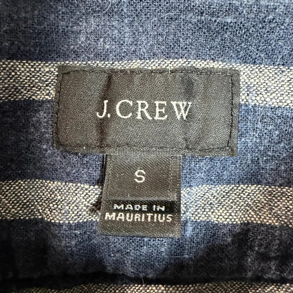 J.‎ Crew Mens Short Sleeve Striped Button Down Shirt Navy Blue Grey Small Summer